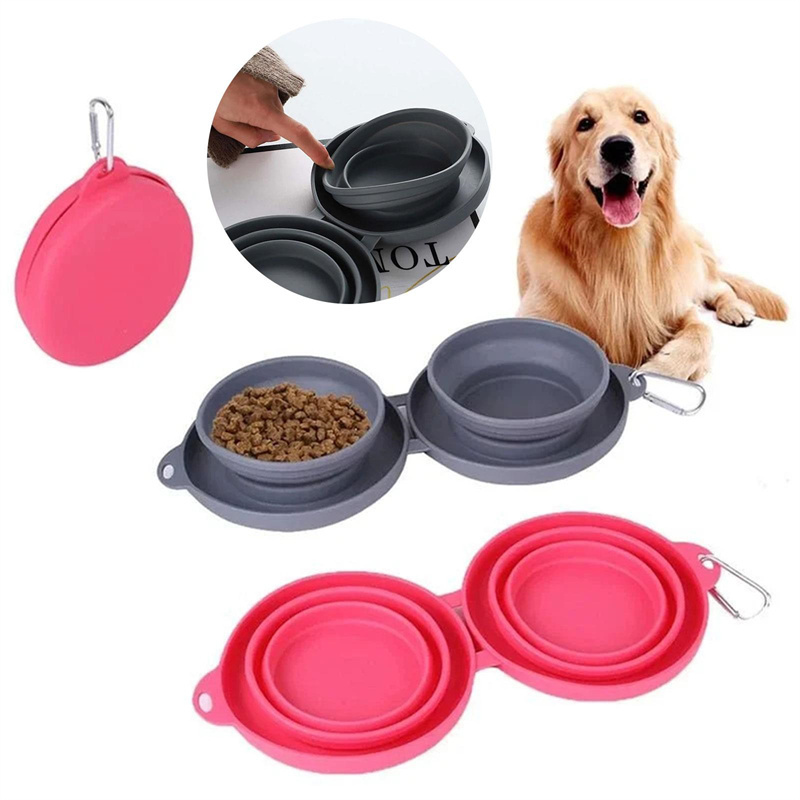 Pet Rubber Foldable Double Bowl