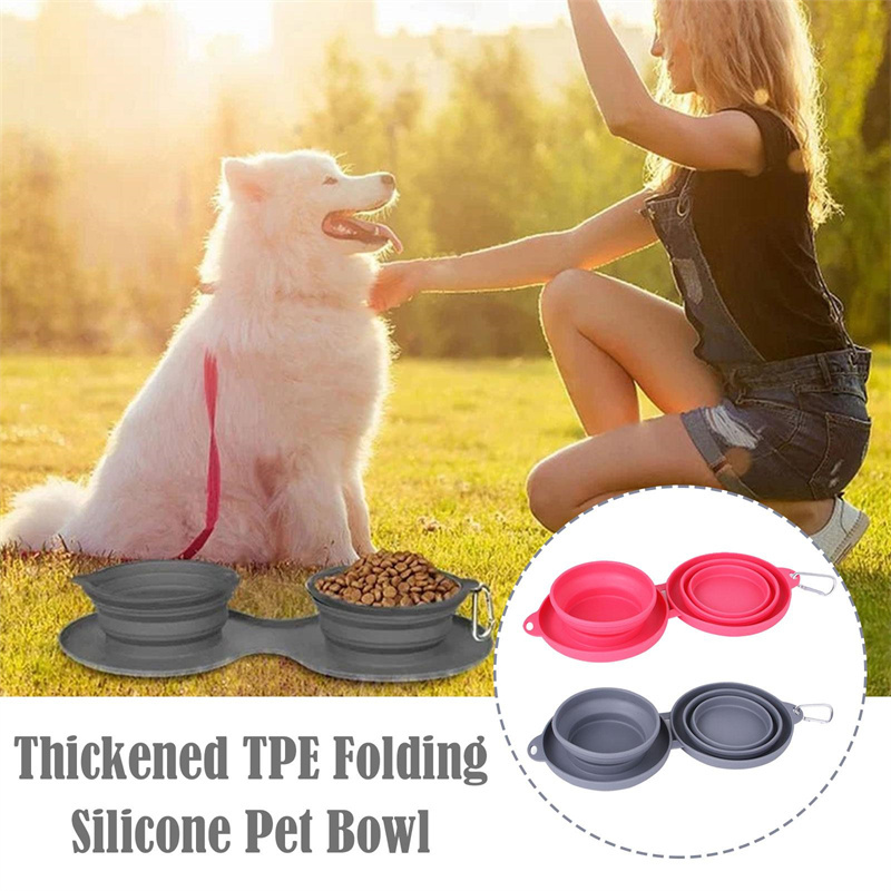 Pet Rubber Foldable Double Bowl - Image 2